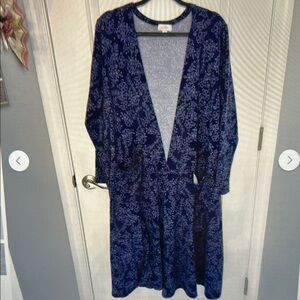 LuLaRoe Blue Floral Sarah Cardigan XL
